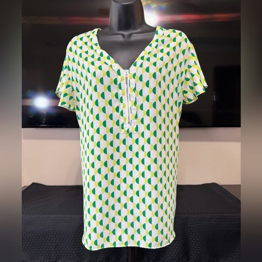Cato‎ Spring Green and White Geometric Tunic Sz 18/20W Normcore Dopamine